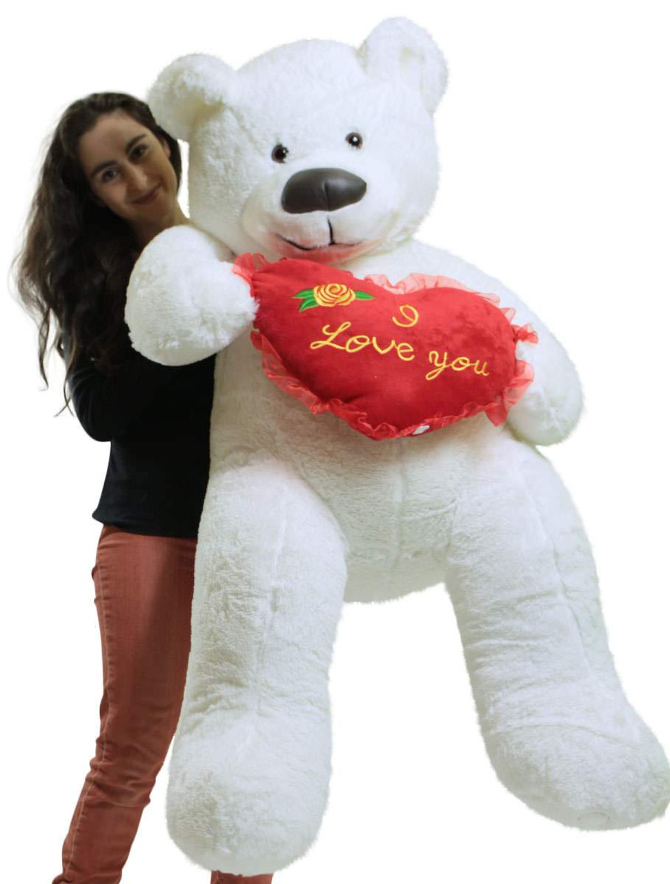 I Love You Giant Teddy Bear 5 Foot Soft Teddybear with Heart Pillow Brand New 