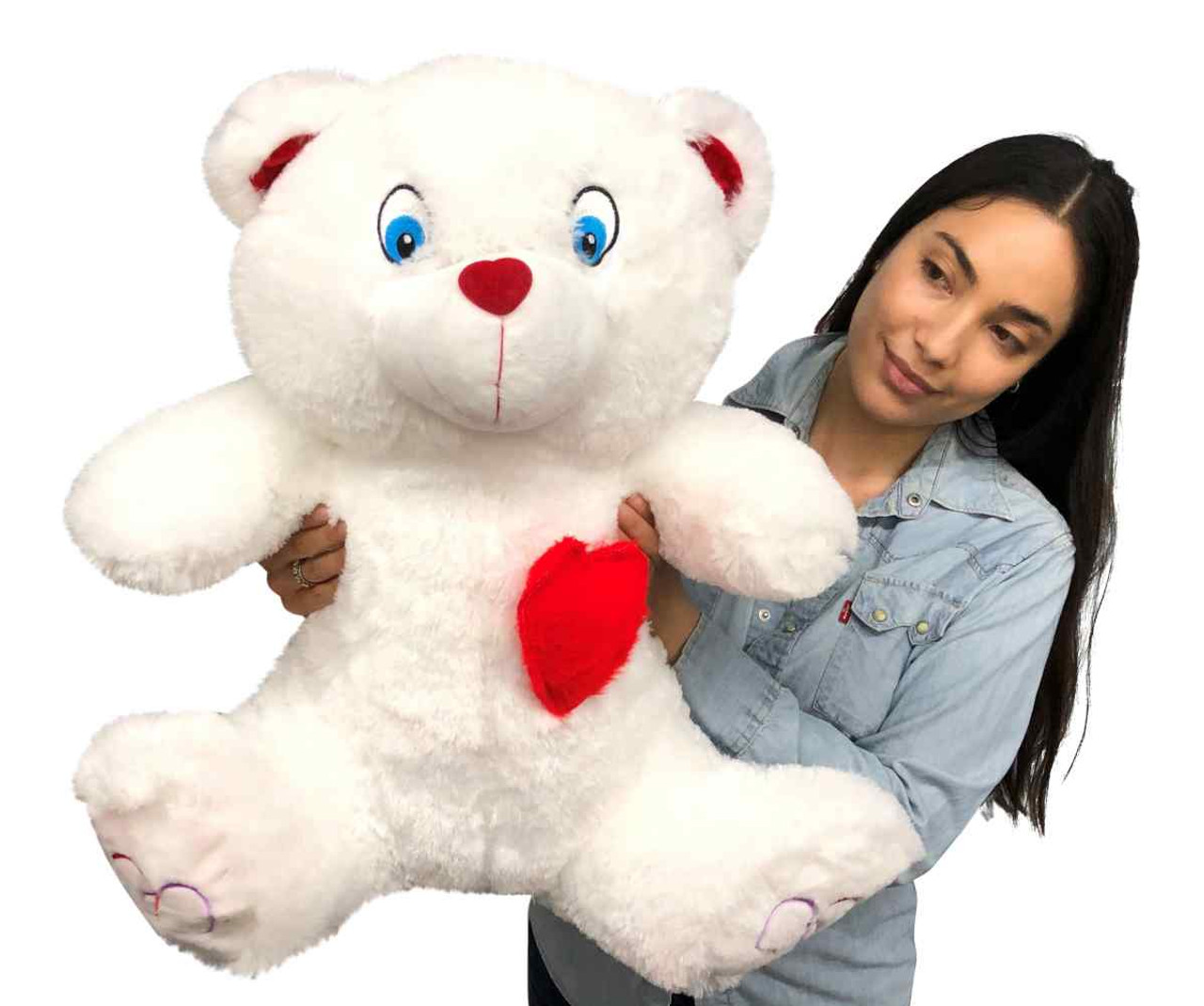 Big Plush® 2 Foot Teddy Bear 24 Inches Soft White Plushie with Red