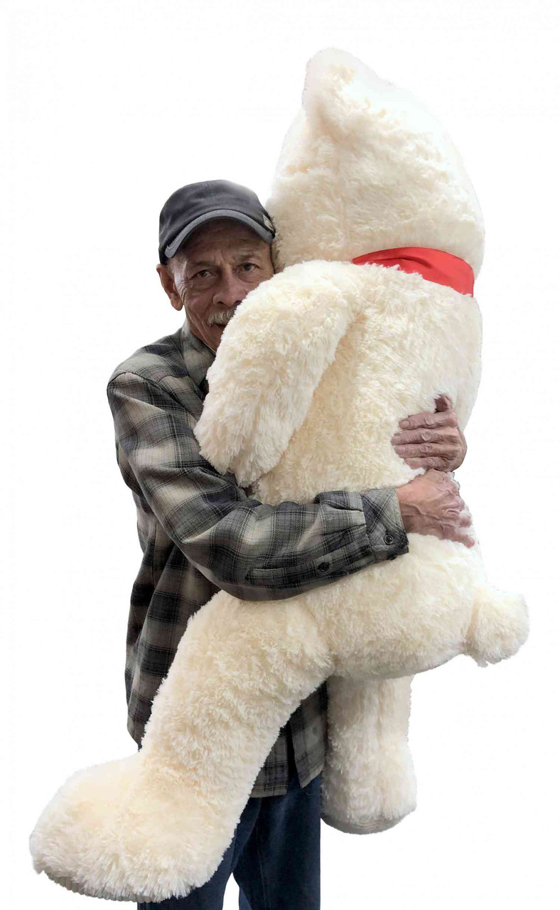 Giant Christmas Teddy Bear 54 Inches White Soft Wears Removable Santa Pants Jacket and Hat