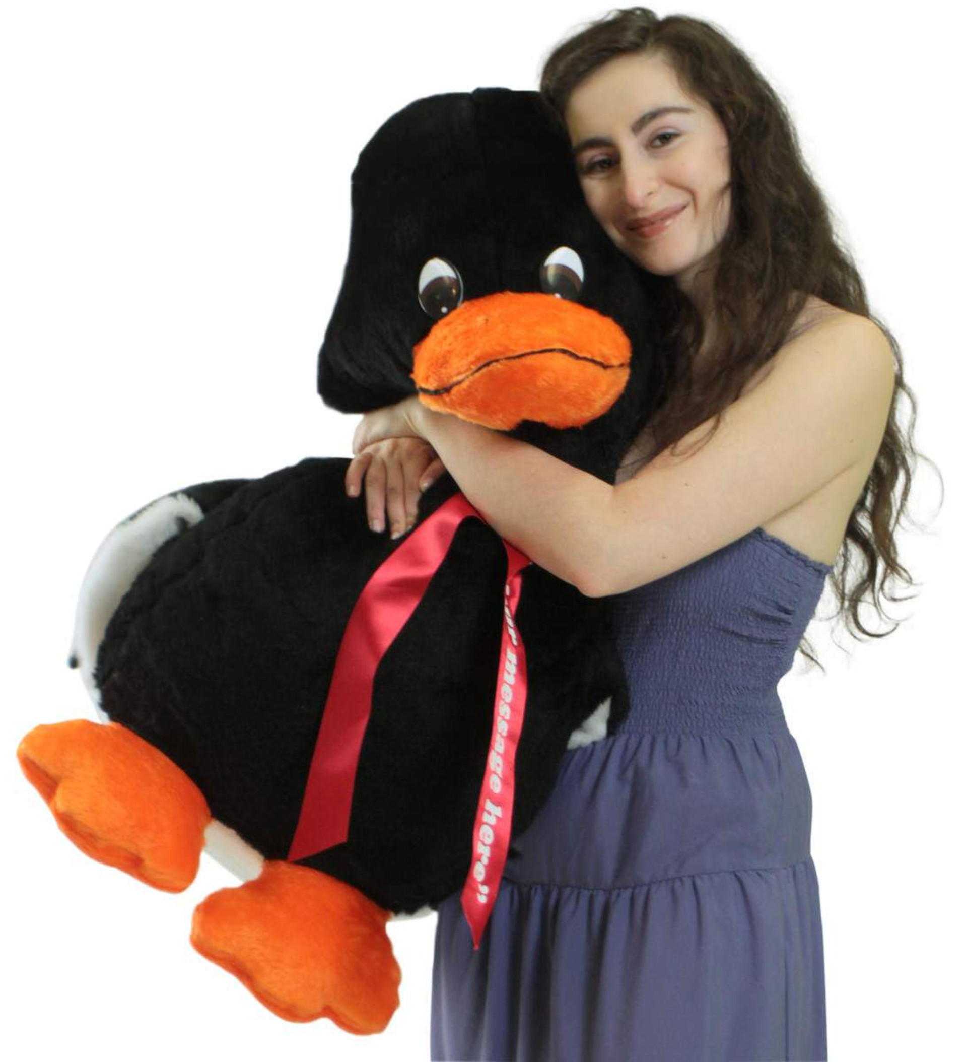 Personalized Giant Stuffed Black Duck 36 Inches Soft American Made 3