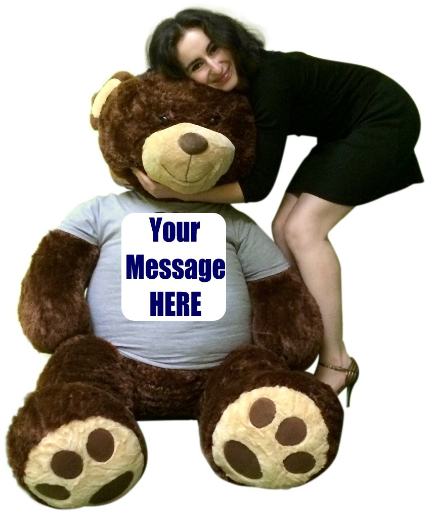 Personalized Big Plush 5 Foot Giant Teddy Bear Wearing Customized T