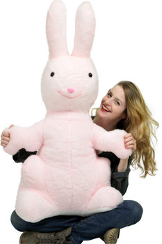 American Made Giant Stuffed Bunny Pink Soft 42 Inch Big Plush Rabbit