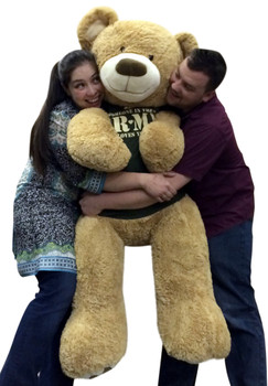 Giant 5 Foot Romantic Teddy Bear Wearing Tshirt That Says SOMEBODY IN THE ARMY LOVES YOU Big Military Teddy Bear