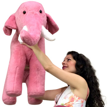 American Made Giant Stuffed Pink Elephant 3 Feet Long Soft Large Stuffed Animal