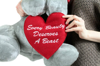 American Made Romantic Large Stuffed Koala 26 inch Soft Holds Heart EVERY BEAUTY DESERVES A BEAST