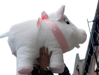 Big Plush brand large stuffed pig white color made in the USA. Big Plush brand large stuffed pig white color made in the USA.