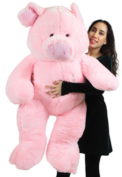 Giant Stuffed 5 Foot Pink Pig, Heart in Zippered Chest Pocket to Express Love, 60 Inch Soft Plush Giant Stuffed 5 Foot Pink Pig, Heart in Zippered Chest Pocket to Express Love, 60 Inch Soft Plush
