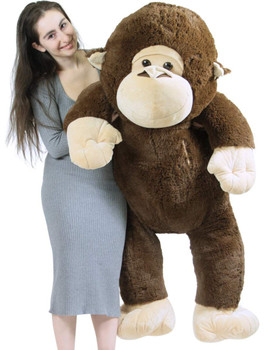 Giant Stuffed Monkey, Heart in Zippered Chest Pocket to Express Love, 48 Inch Soft 4 Feet Tall