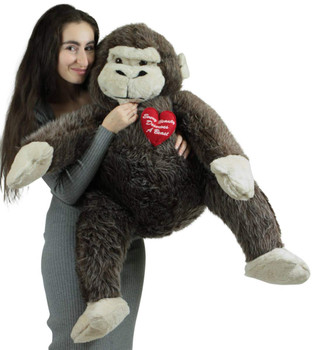 Singe en peluche géant joyeux Noël 4 pieds de haut brun doux grand singe en  peluche porte un t-shirt de vacances 48 pouces neuf - Big Plush®