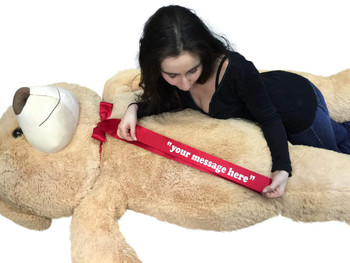 Personalized Big Plush Giant 6 Ft Teddy Bear Soft, Your Message Imprinted on Neck Ribbon Bow