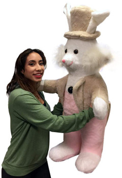 American Made Giant Stuffed Bunny Rabbit Wearing Tuxedo 4 Feet Tall Pink Pants Big Plush Rabbit