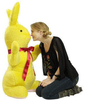 American Made Giant Stuffed Yellow Bunny Soft 42 Inch Big Plush Rabbit