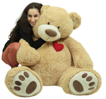 Giant 5 Foot Teddy Bear 60 Inch Soft Plush Animal, Heart on Chest to Express Love