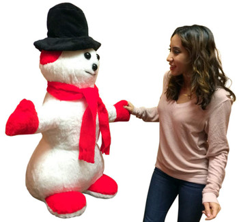 Big Plush American Made Giant Stuffed Snowman 3 feet Tall Soft Christmas Plushie Non-Smoking NO Pipe