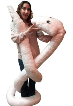 American Made Giant Stuffed Snake 18 Feet Long Soft Pink Big Plush Serpent Gigantic Plushie