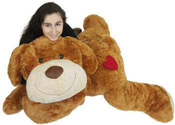 Giant Stuffed Puppy Dog with Heart on Butt, 5 Feet Long Soft Extremely Large Plush Brown Stuffed Animal