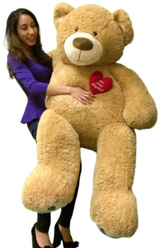 Big Plush Personalized Heart on 5 Foot Giant Teddy Bear, Heart on Chest is Customized with Your Message Big Plush Personalized Heart on 5 Foot Giant Teddy Bear, Heart on Chest is Customized with Your Message