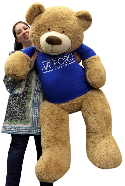 Giant Air Force Military Teddy Bear 5 Feet Tall Soft Wears Tshirt  SOMEONE IN THE AIR FORCE LOVES YOU
