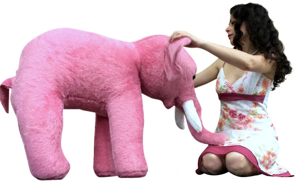 American Made Giant Stuffed Pink Elephant 3 Feet Long Soft Large Stuffed  Animal