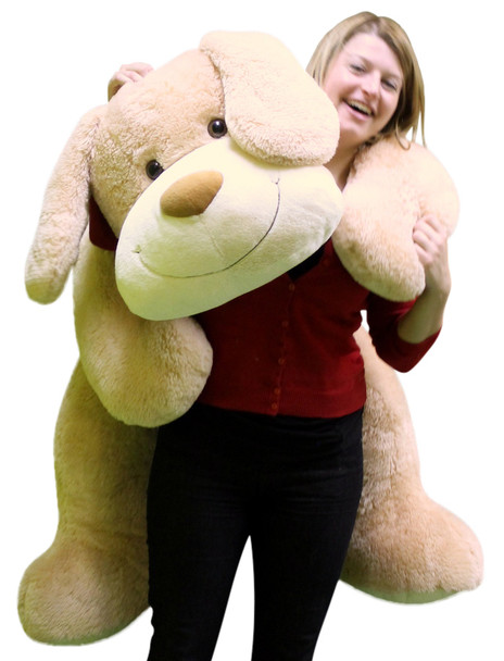 Giant Stuffed Puppy Dog 5 Feet Long Squishy Soft Extremely Large Plush Cream Color