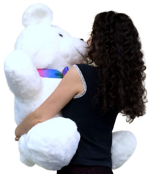 Happy Birthday Giant Teddy Bear 36 Inches Soft, Has Removable Rainbow Color Neck Ribbon, Made in the USA
