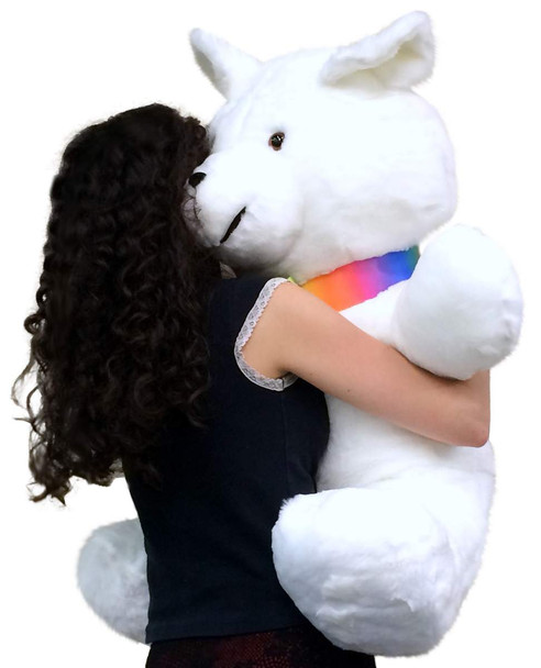 Happy Birthday Giant Teddy Bear 36 Inches Soft, Has Removable Rainbow Color Neck Ribbon, Made in the USA