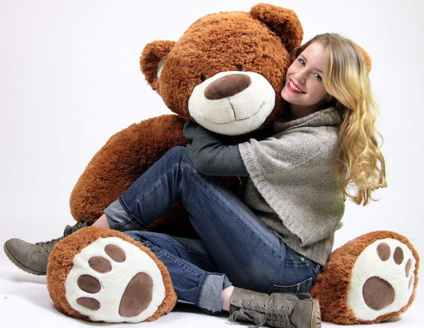 Big Plush Giant Teddy Bear Five Feet Tall Cinnamon Brown Color Soft Smiling Big Teddybear 5 Foot Bear