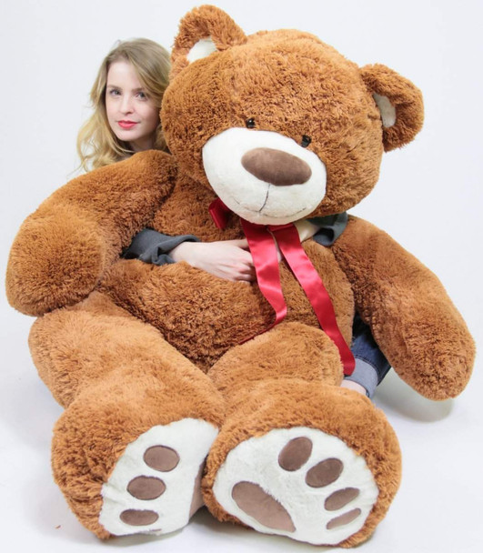 Giant Teddy Bear in Big Box Fully Stuffed & Ready to Hug - Huge 5-Foot Soft Plush Teddybear with Red Satin Neck Ribbon - Gigantic Stuffed Animal - Oso de Peluche - Send Bear to Show You Care