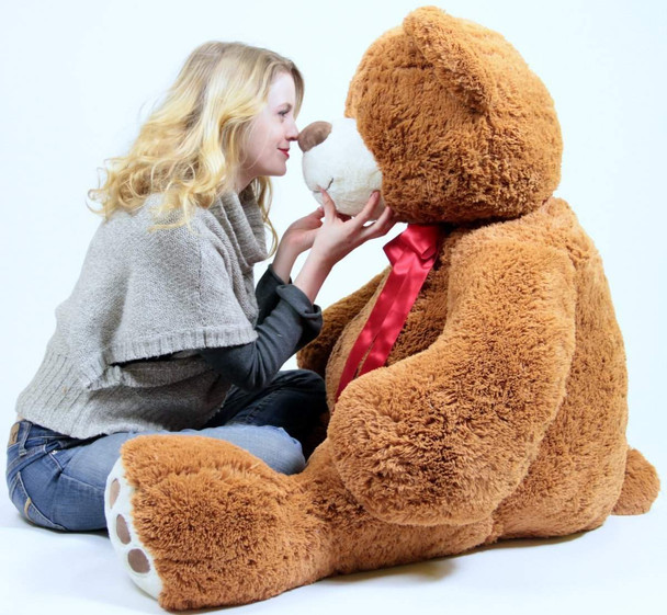 Giant Teddy Bear in Big Box Fully Stuffed & Ready to Hug - Huge 5-Foot Soft Plush Teddybear with Red Satin Neck Ribbon - Gigantic Stuffed Animal - Oso de Peluche - Send Bear to Show You Care
