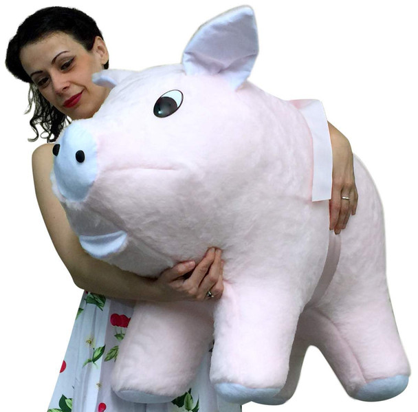 American Made Giant Stuffed Pink Pig 32 Inch Soft Big Plush Hog Farm Animal