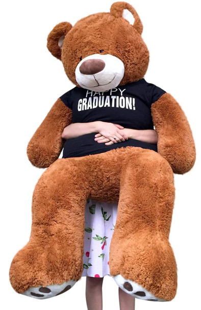 Big Plush 5 Foot  Graduation Teddy Bear Soft, T shirt says HAPPY GRADUATION