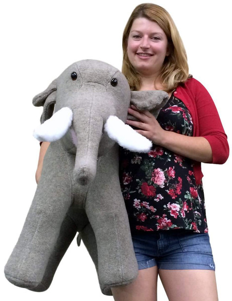 American Made Oversized Stuffed Elephant 36 Inch Gray Soft Large Plush