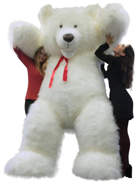 American Made 9 Foot Soft Giant Teddy Bear 108 Inches White Long Fur Made in USA