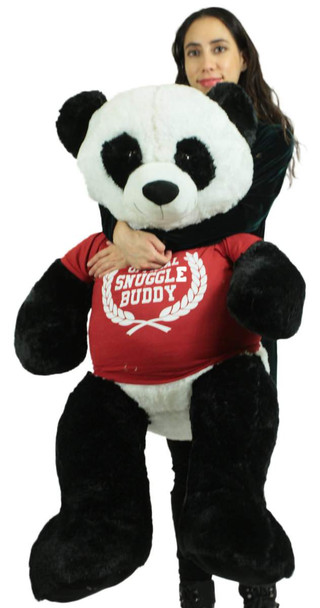 Giant Stuffed Panda 48 Inch Soft 4 Foot Teddy Bear, Wears  Tshirt Official Snuggle Buddy
