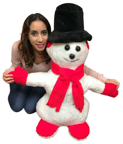 Big Plush American Made Giant Stuffed Snowman 3 feet Tall Soft Christmas Plushie Non-Smoking NO Pipe