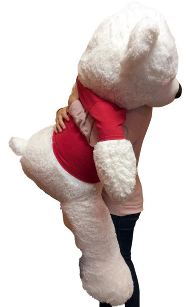 52-inch White Teddy Bear Wears Removable Red Tshirt that says Merry Christmas