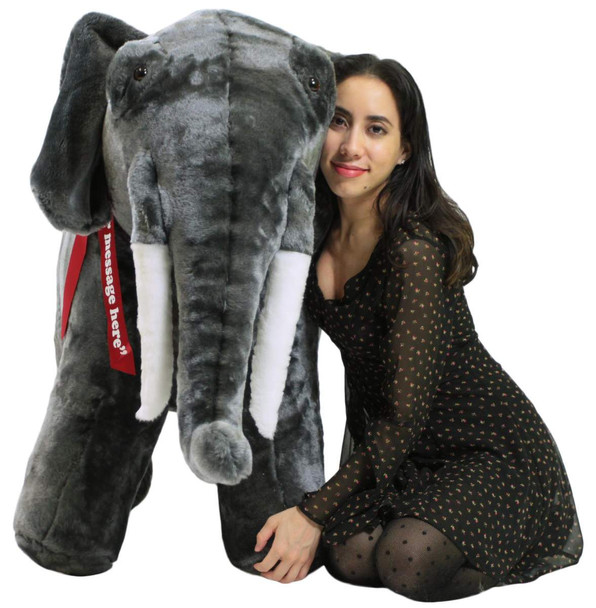 Personalized Giant Stuffed Elephant 48 Inch Soft American Made Big Plush Realistic Jungle Animal