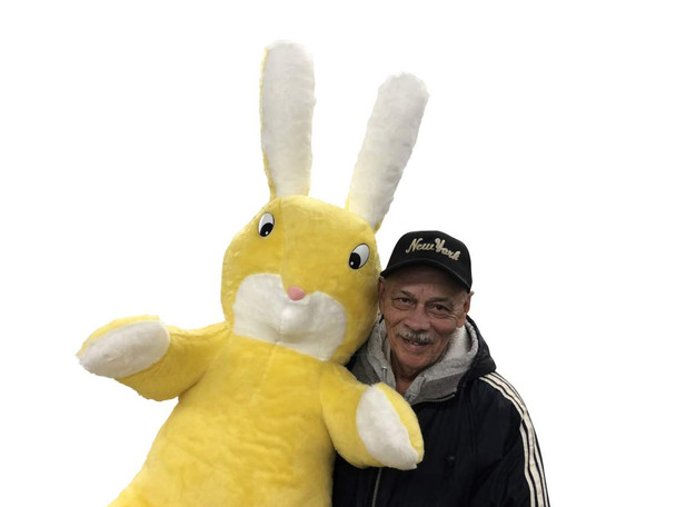 American Made Giant Stuffed Yellow Bunny 60 Inch Soft Big Plush Rabbit 5 Foot Rabbit Made in USA