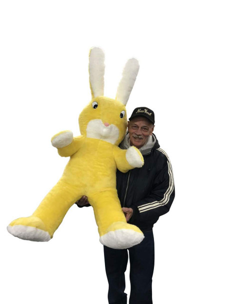 American Made Giant Stuffed Yellow Bunny 60 Inch Soft Big Plush Rabbit 5 Foot Rabbit Made in USA
