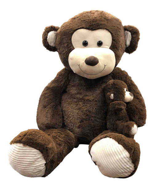 4 Foot Giant Stuffed Monkey with Baby 48 Inches Soft 122 cm Big Plush Huge Cuddly Stuffed Animal