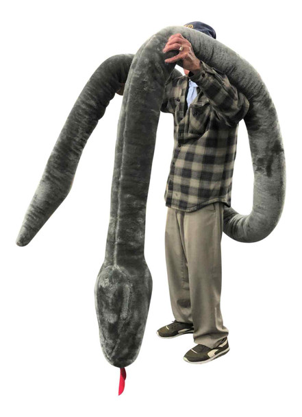 American Made Giant Stuffed Snake 18 Feet Long Soft Gray Big Plush Serpent