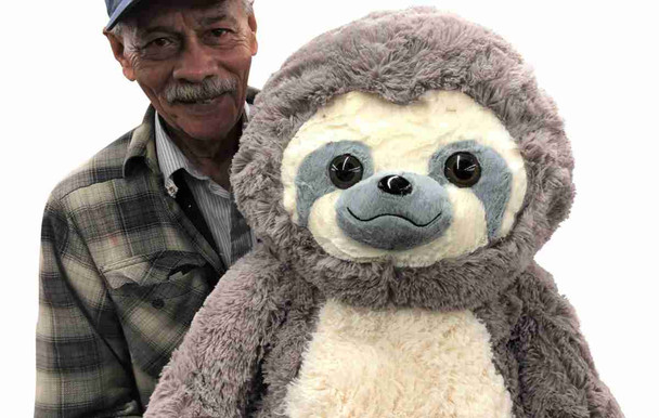 Big Plush® Stuffed Sloth 30 inches Tall Soft 77 cm Big Plush Jumbo Stuffed Animal Gray Color