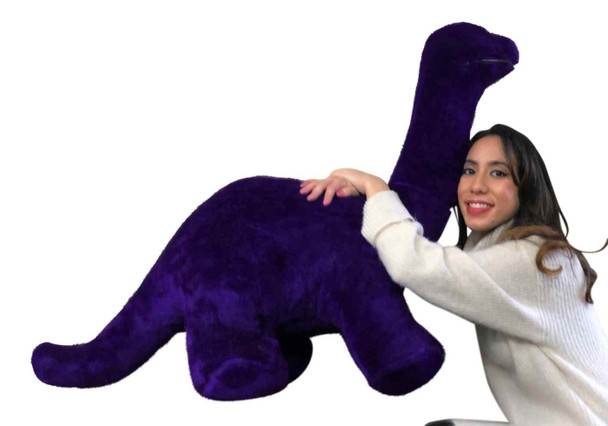 American Made Giant Stuffed Purple Dinosaur Soft Plush Brontosaurus 48 inches wide 30 inches tall Made in the USA