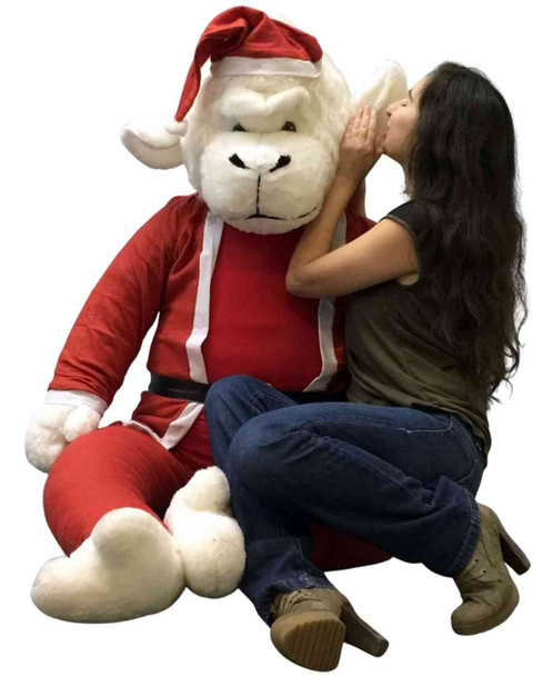 Huge Stuffed Christmas Gorilla 6ft - American Made Giant Stuffed White Gorilla Dressed in Removable Santa Suit - 6 Foot Soft Big Plush Monkey to Celebrate the Holiday Season