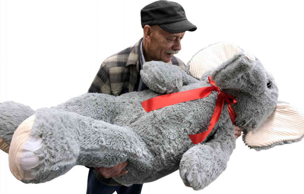 Giant Stuffed Elephant 50 Inches Soft Fat Friendly Big Plush Snuggle Buddy