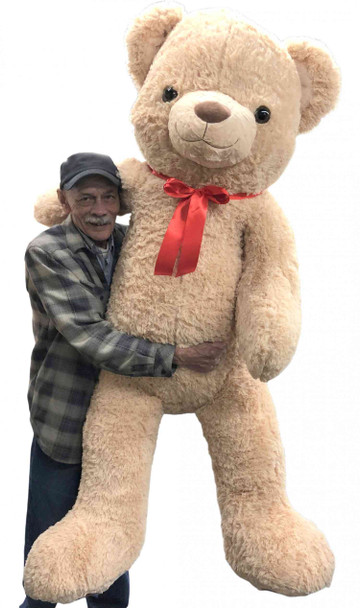 Huge Smiling 6 Foot Teddy Bear 72 Inches Beige Soft Oversized Stuffed Animal Weighs 25 Pounds