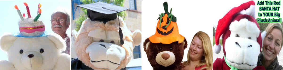 Dress-up your big plush animal in a custom HAT that can be easily detached later on!