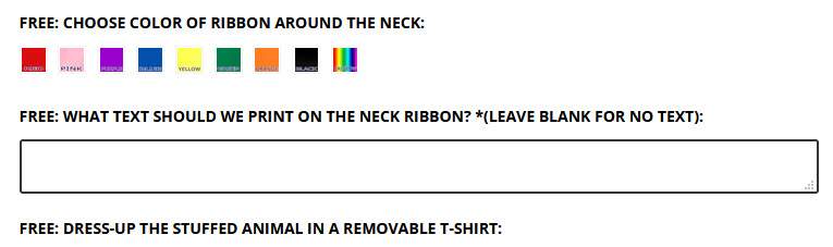 Look for this option to add a free personalized neck ribbon on any product page at Big Plush