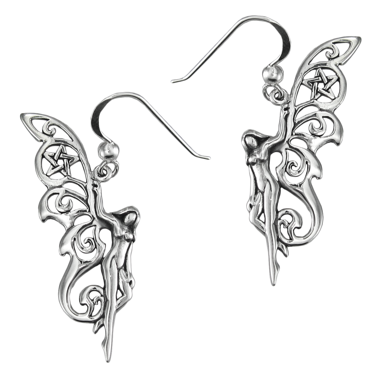 Sterling Silver Faerie Pentacle Earrings