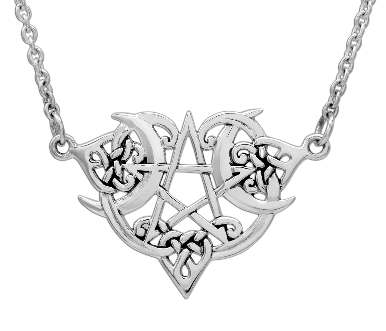Sterling Silver Heart Pentacle Necklace